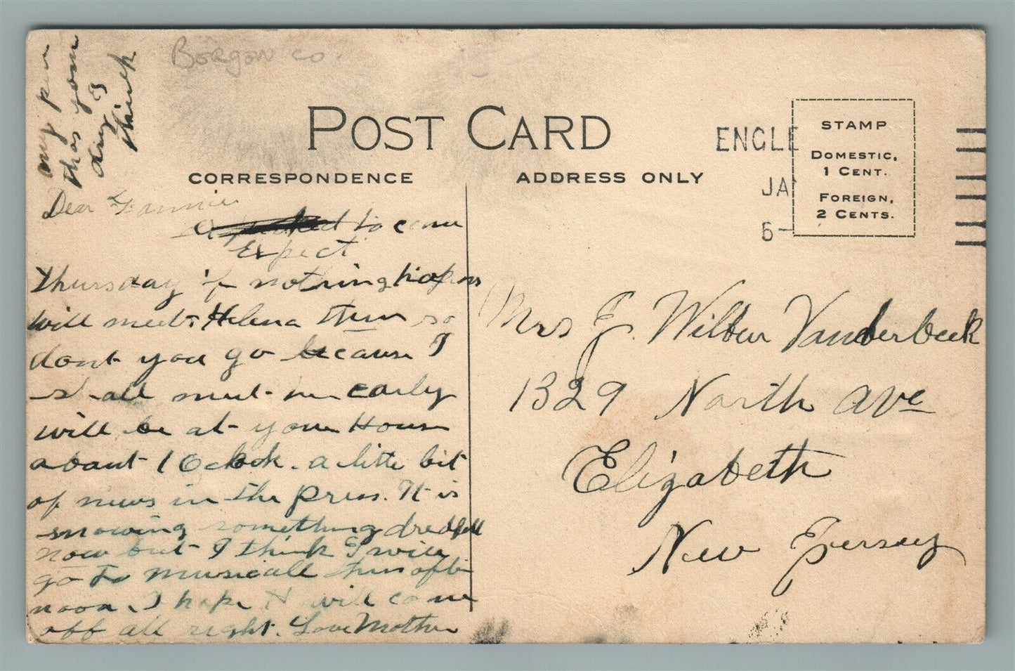 ENGLEWOOD NJ WEST SIDE FIELD CLUB VINTAGE POSTCARD
