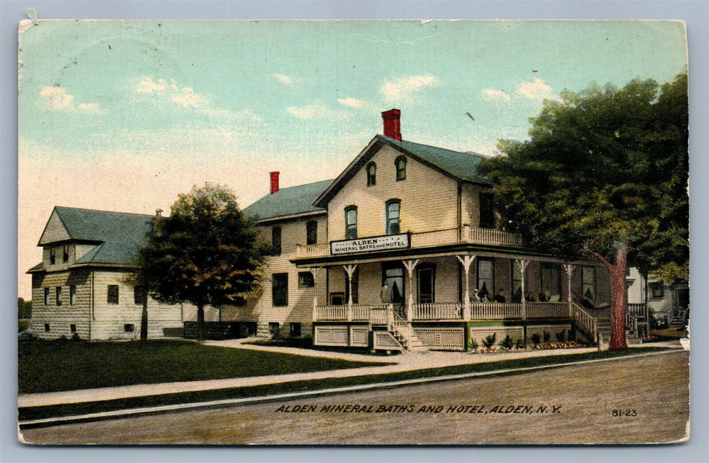 ALDEN NY MINERAL BATH & HOTEL 1915 ANTIQUE POSTCARD