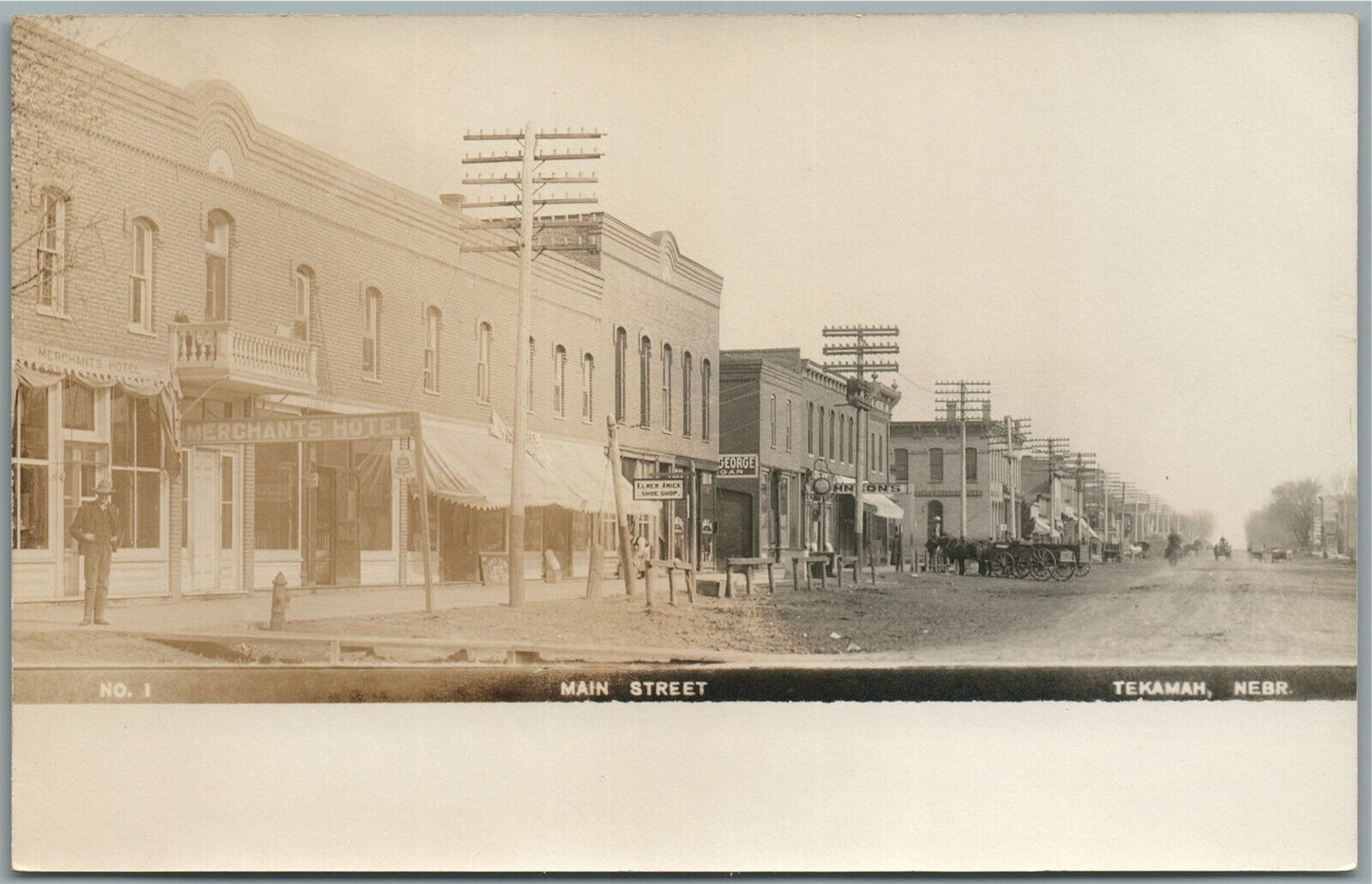 TEKAMAH NE MAIN STREET ANTIQUE REAL PHOTO POSTCARD RPPC