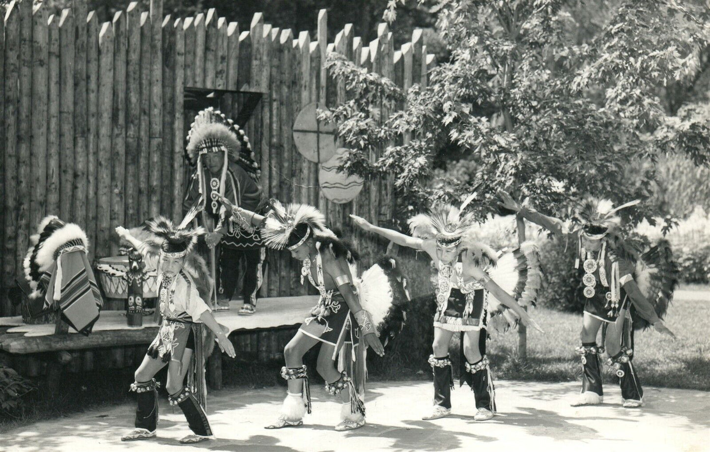 AMERICAN INDIANS DANCING VINTAGE REAL PHOTO POSTCARD RPPC