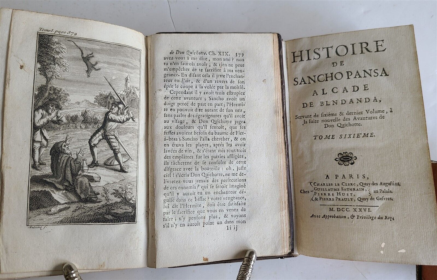 1722-1726 DON QUICHOTTE DE LA MANCHE by CERVANTES 6 VOLUMES antique ILLUSTRATED