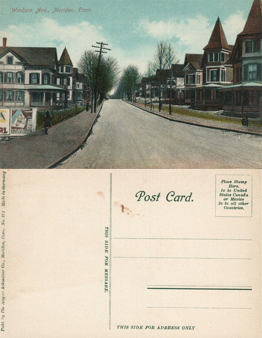 MERIDEN CT WINDSOR AVE. ANTIQUE POSTCARD