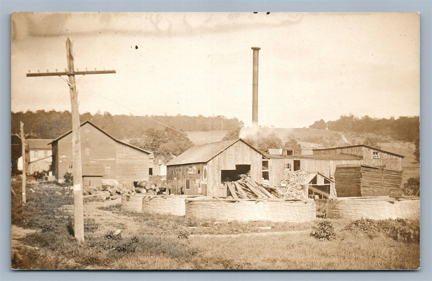 SAWMILL SCENE ANTIQUE REAL PHOTO POSTCARD RPPC