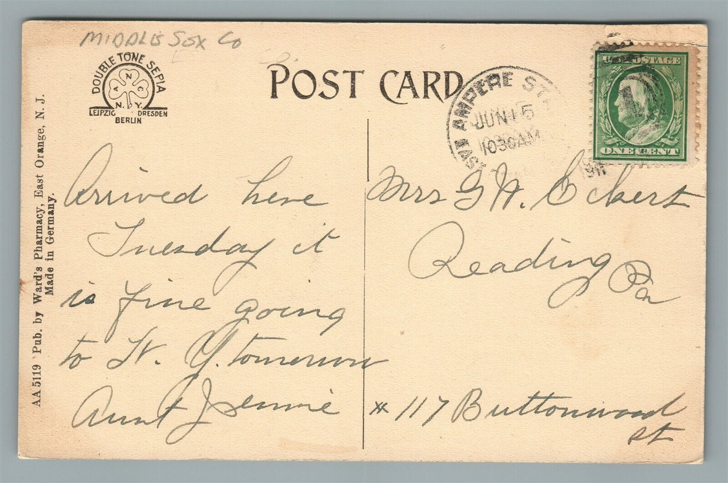 AMPERE NJ STOCKTON SCHOOL ANTIQUE POSTCARD