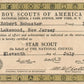 BOY SCOUTS OF AMERICA CERTIFICATE 1942 VINTAGE POSTCARD