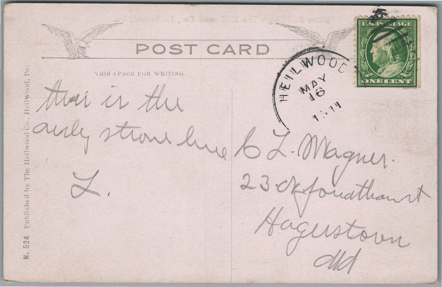 HEILWOOD PA CO. STORE BUILDING ANTIQUE POSTCARD