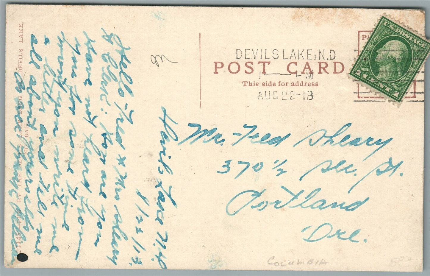 DEVILS LAKE ND DRESS PARADE ANTIQUE POSTCARD