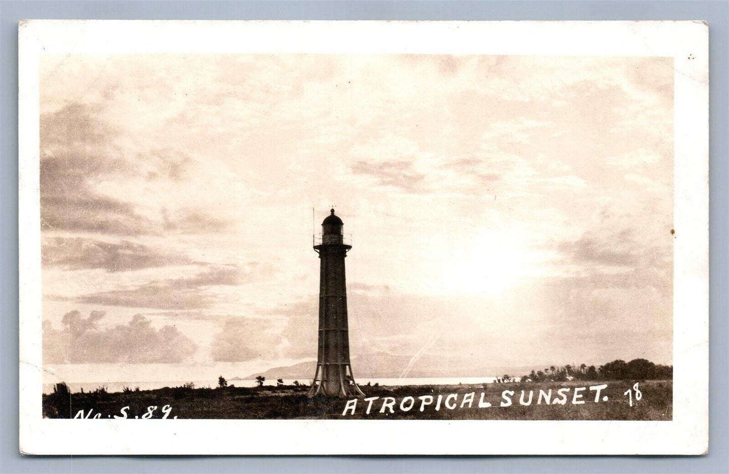 LIGHT HOUSE GUANTANAMO BAY CUBA VINTAGE REAL PHOTO POSTCARD RPPC