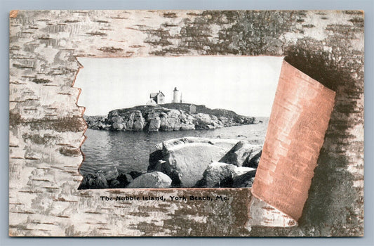 YORK BEACH ME NUBBLE ISLAND LIGHT HOUSE ANTIQUE POSTCARD