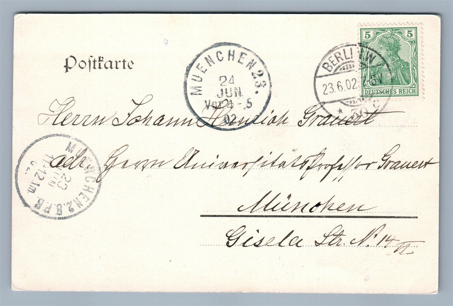 BERLIN GERMANY UNIVERSITY 1902 ANTIQUE POSTCARD w/ STAMP