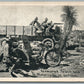 ARMORED TRUCK & MOTORCYCLE IN ACTION ANTIQUE POSTCARD