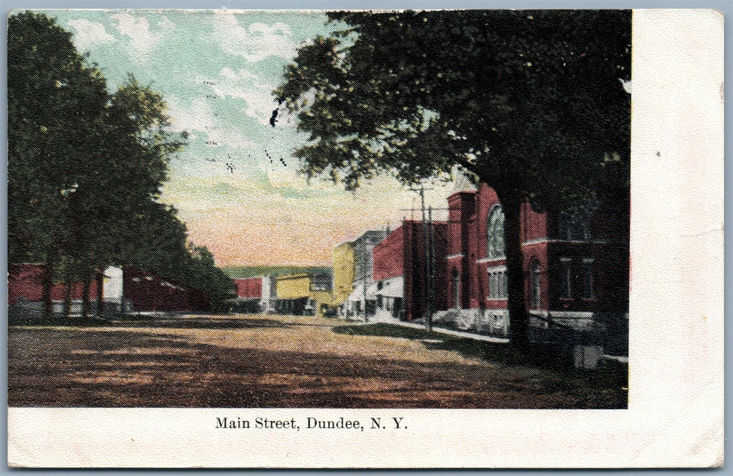 DUNDEE NY MAIN STREET 1911 ANTIQUE POSTCARD