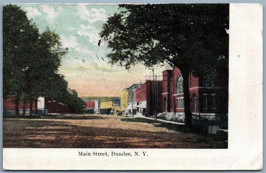 DUNDEE NY MAIN STREET 1911 ANTIQUE POSTCARD