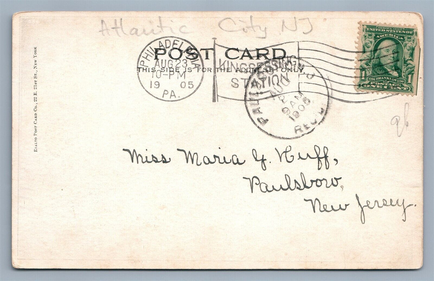 ATLANTIC CITY NJ FIRE DEPARTMENT AVENUE ANTIQUE POSTCARD