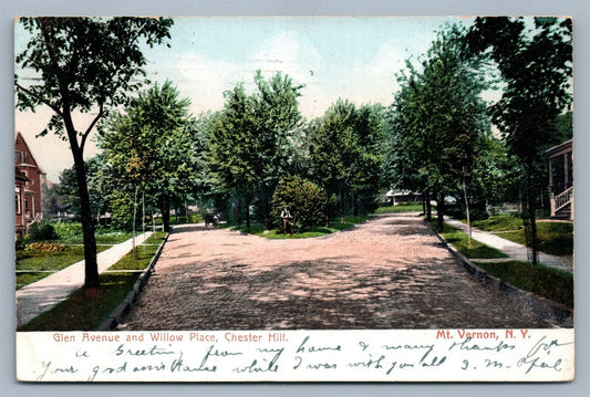 MT.VERNON NY GLEN AVENUE & WILLOW PLACE CHESTER HILL ANTIQUE POSTCARD