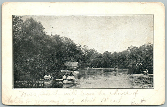 NEW EGYPT NJ OAKFORD LAKE BOATING UNDIVIDED ANTIQUE POSTCARD CORK CANCEL