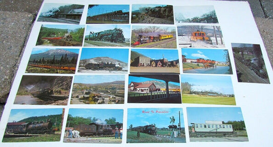 LOT OF 21 VINTAGE POSTCARDS train railway railroad