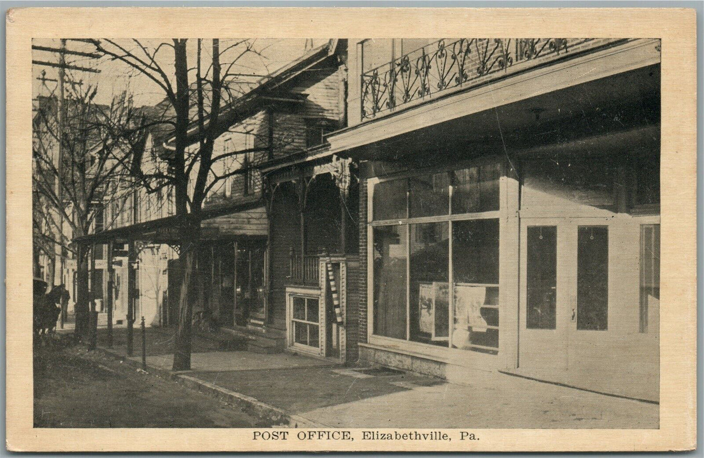 ELIZABETHVILLE PA POST OFFICE ANTIQUE POSTCARD