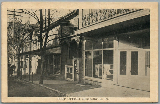 ELIZABETHVILLE PA POST OFFICE ANTIQUE POSTCARD