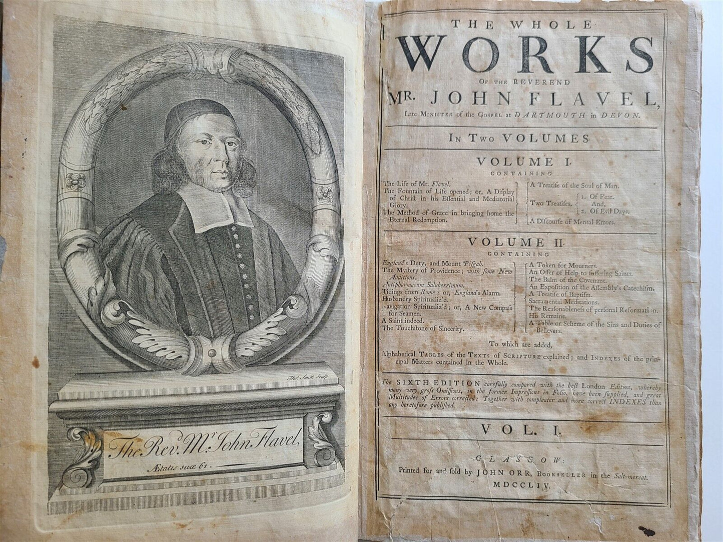 1754 WORKS of JOHN FLAVEL antique FOLIO in ENGLISH