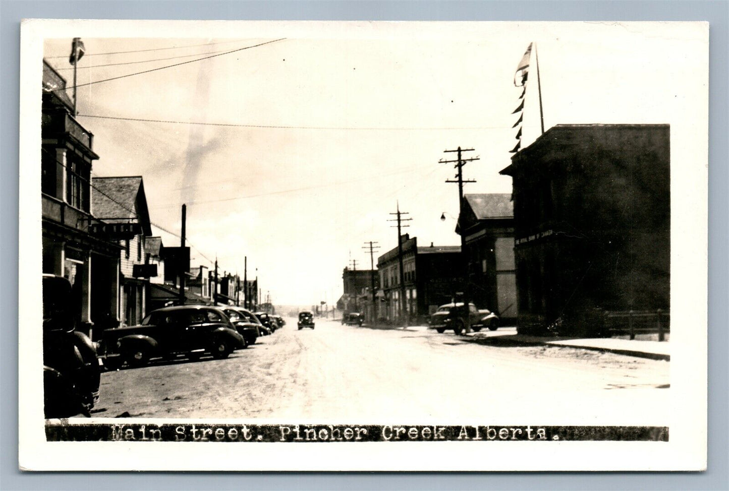 ALBERTA CANADA PINCHER CREEK MAIN STREET VINTAGE REAL PHOTO POSTCARD RPPC