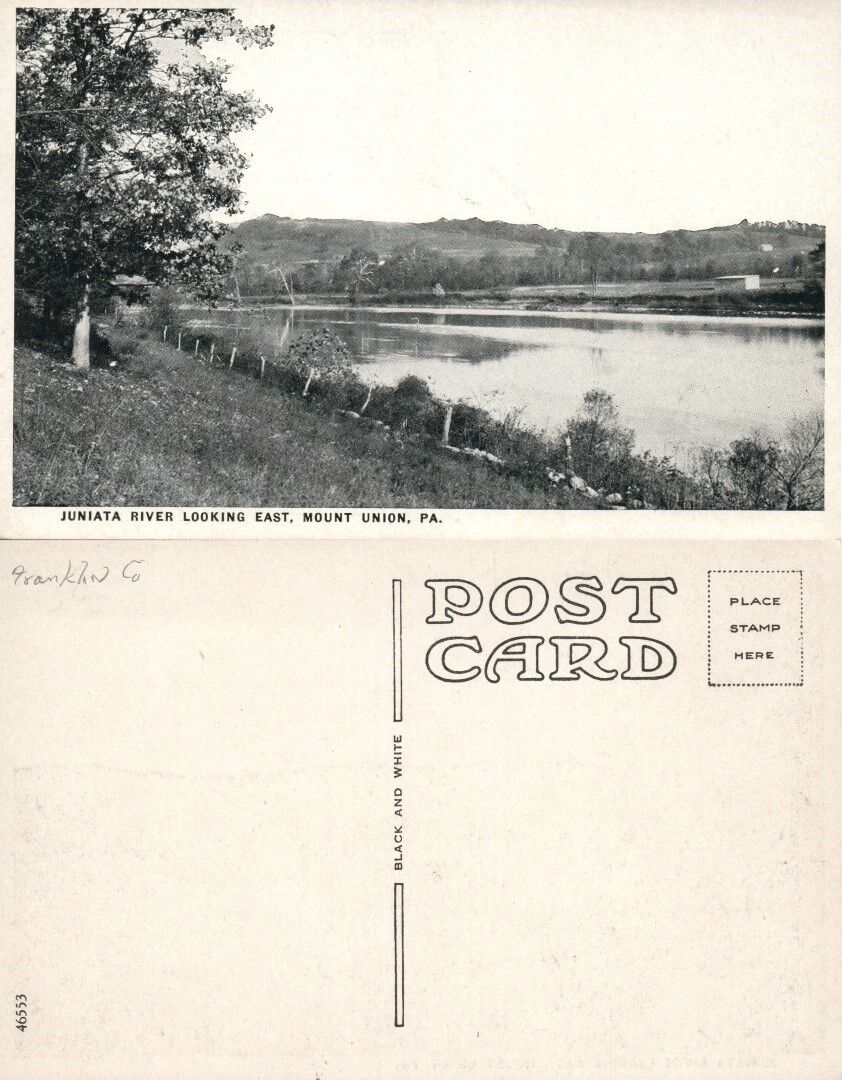 JUNIATA RIVER MOUNT UNION PA ANTIQUE POSTCARD