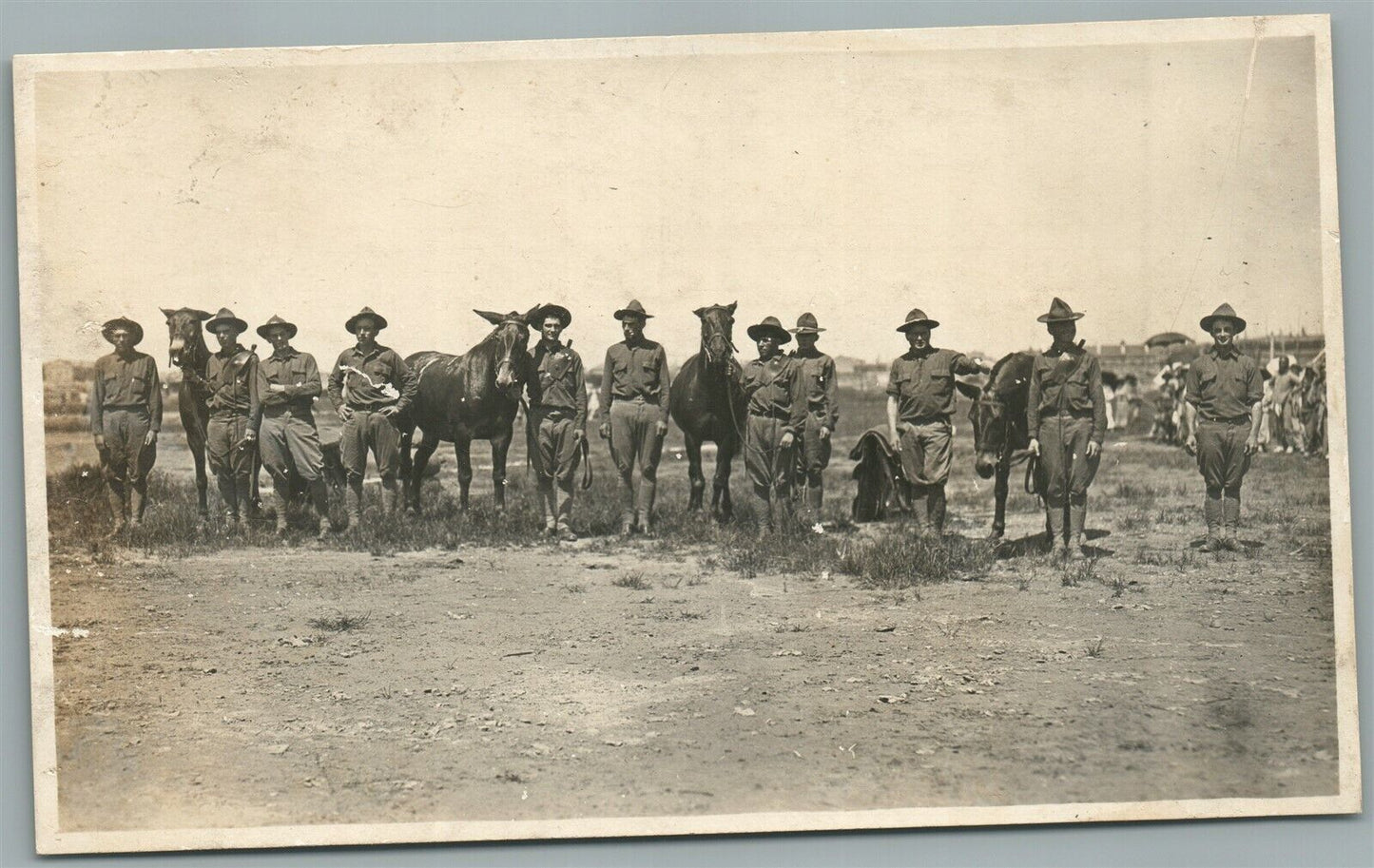 WWI ERA CAVALRY UNIT ANTIQUE REAL PHOTO POSTCARD RPPC