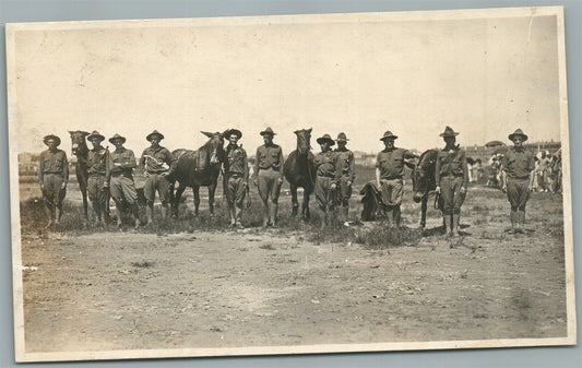 WWI ERA CAVALRY UNIT ANTIQUE REAL PHOTO POSTCARD RPPC