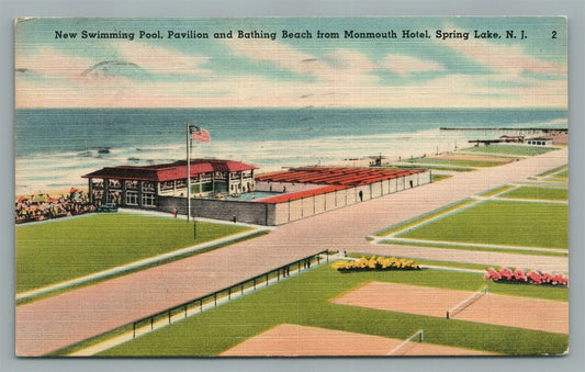 SPRING LAKE NJ SWIMMING POOL VINTAGE POSTCARD