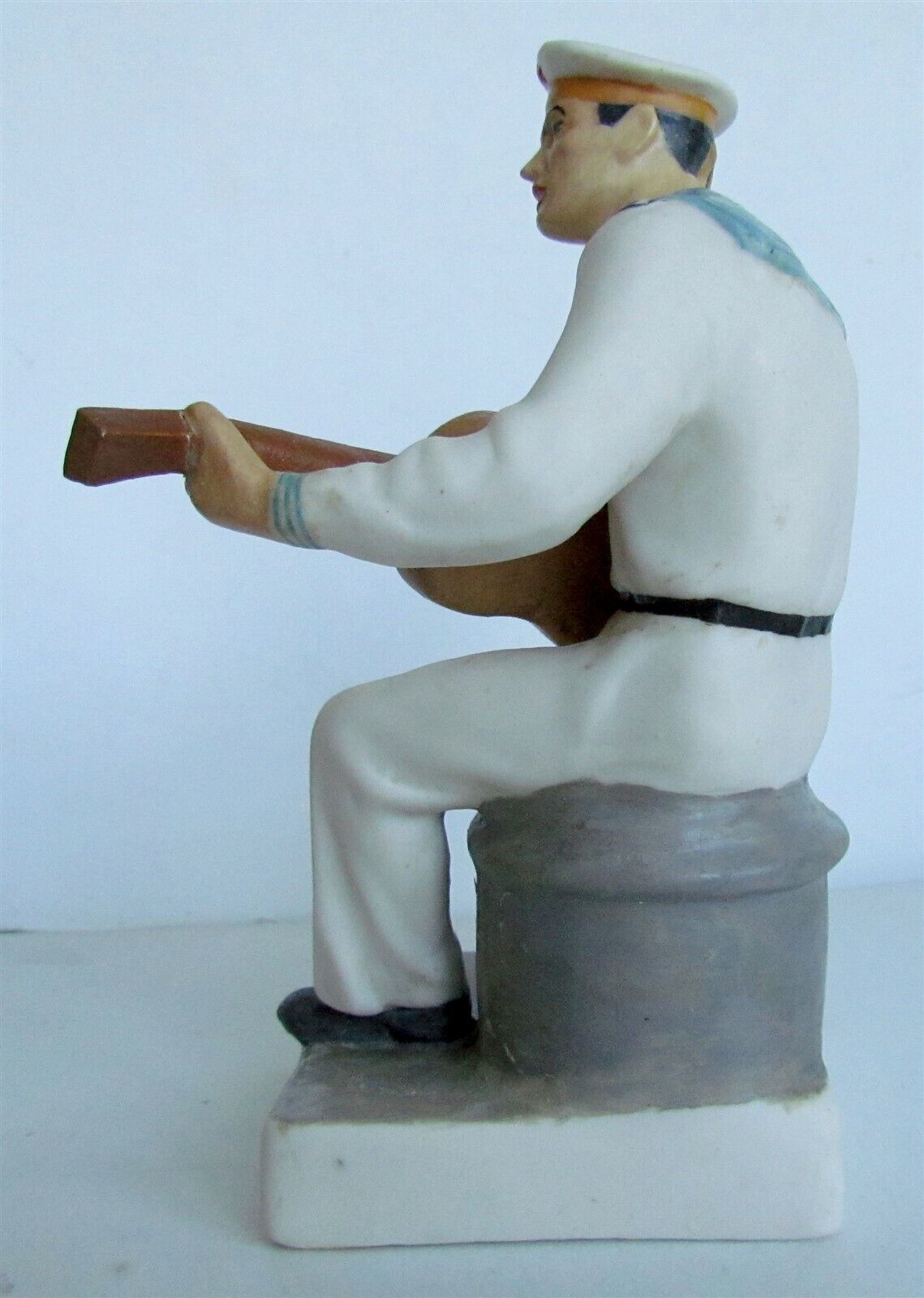 RUSSIAN CERAMIC FIGURE SAILOR PLAYING GUITAR vintage