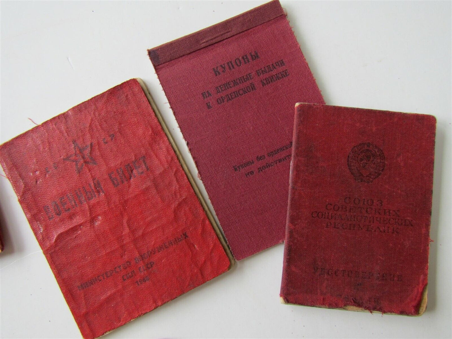 RUSSIAN LOT of 7 SOVIET 1940s-70s DOCUMENTS ID BOOKLETS