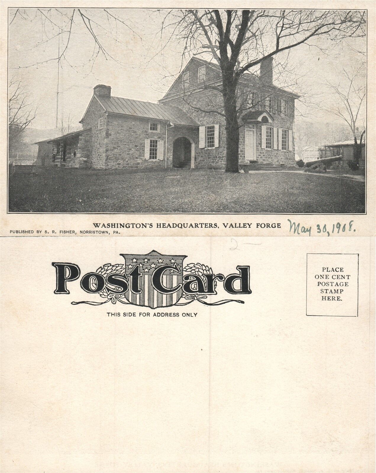 VALLEY FORGE PA WASHINGTON'S HEADQUARTERS UNDIVIDED ANTIQUE POSTCARD