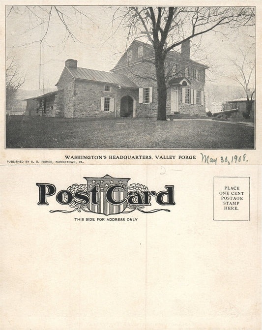 VALLEY FORGE PA WASHINGTON'S HEADQUARTERS UNDIVIDED ANTIQUE POSTCARD