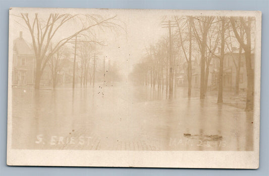 DAYTON OH ST.ERIE STREET FLOOD ANTIQUE REAL PHOTO POSTCARD RPPC