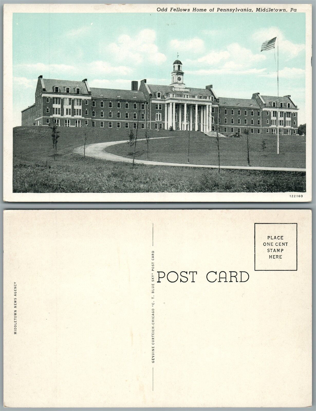 MIDDLETOWN PA ODD FELLOWS HOME ANTIQUE POSTCARD