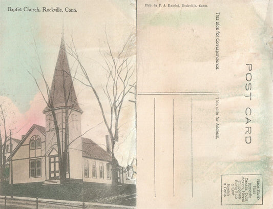 ROCKVILLE CT BAPTIST CHURCH UNDIVIDED ANTIQUE POSTCARD