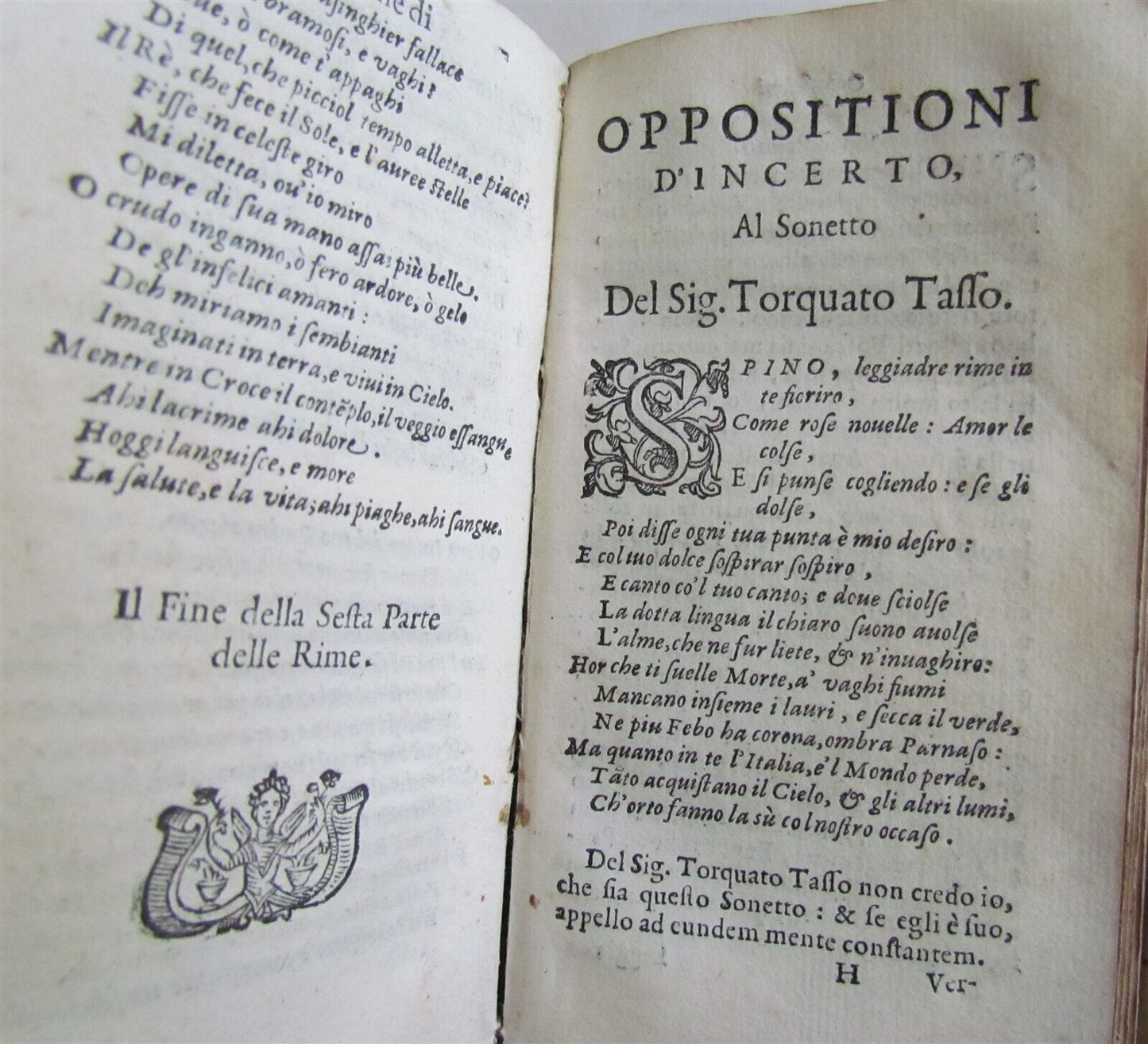 1586 Gioie di Rime E Prose del Sig. TORQUATO TASSO antique vellum 16th century