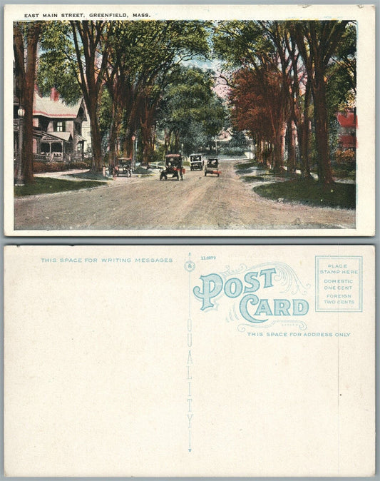 GREENFIELD MA EAST MAIN STREET ANTIQUE POSTCARD