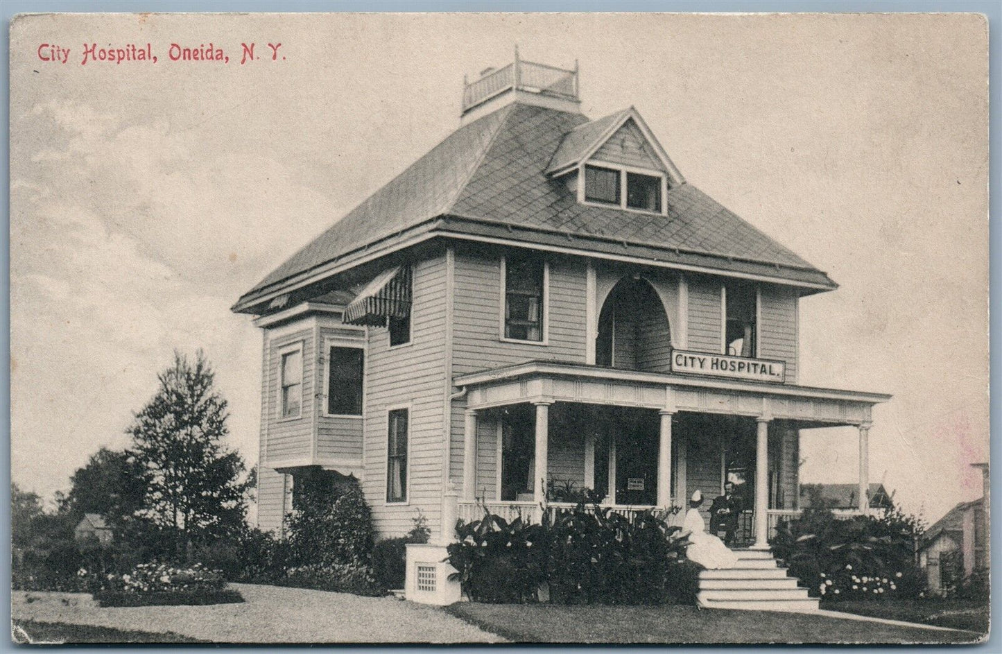 ONEIDA NY CITY HOSPITAL 1908 ANTIQUE POSTCARD