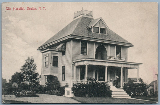 ONEIDA NY CITY HOSPITAL 1908 ANTIQUE POSTCARD