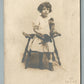 NEWARK NJ GIRL w/ LITTLE DOG ANTIQUE REAL PHOTO POSTCARD RPPC