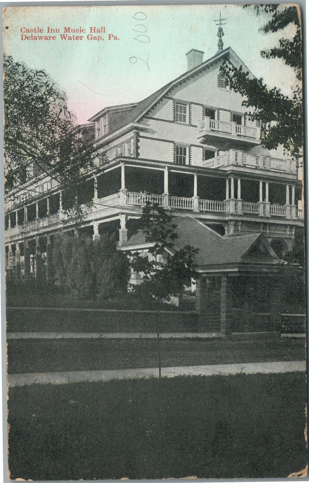 DELAWARE WATER GAP PA CASTLE INN MUSIC HALL ANTIQUE POSTCARD