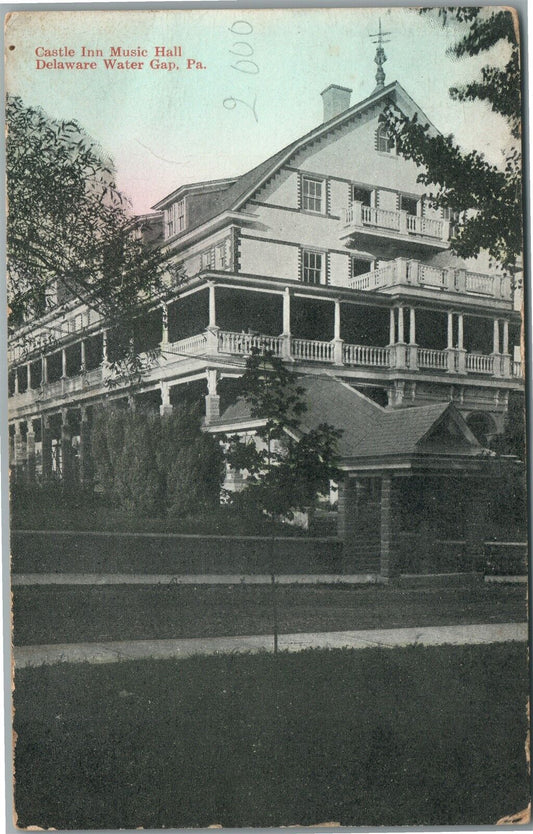 DELAWARE WATER GAP PA CASTLE INN MUSIC HALL ANTIQUE POSTCARD