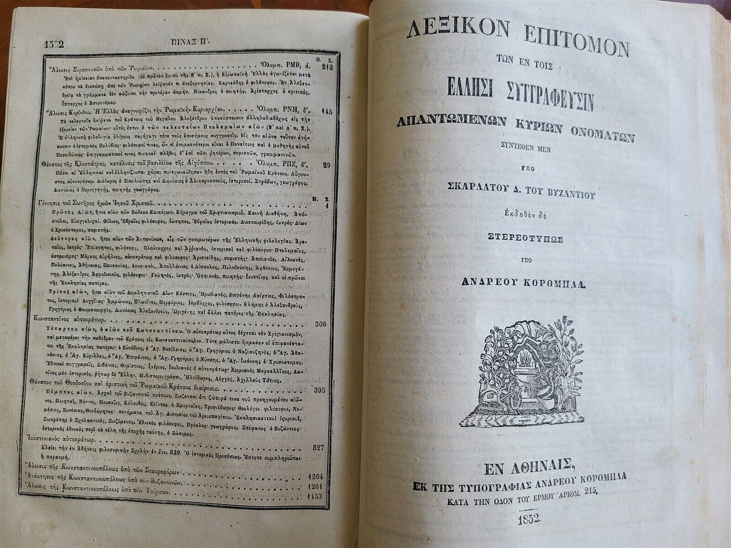 1852 GREEK DICTIONARY antique