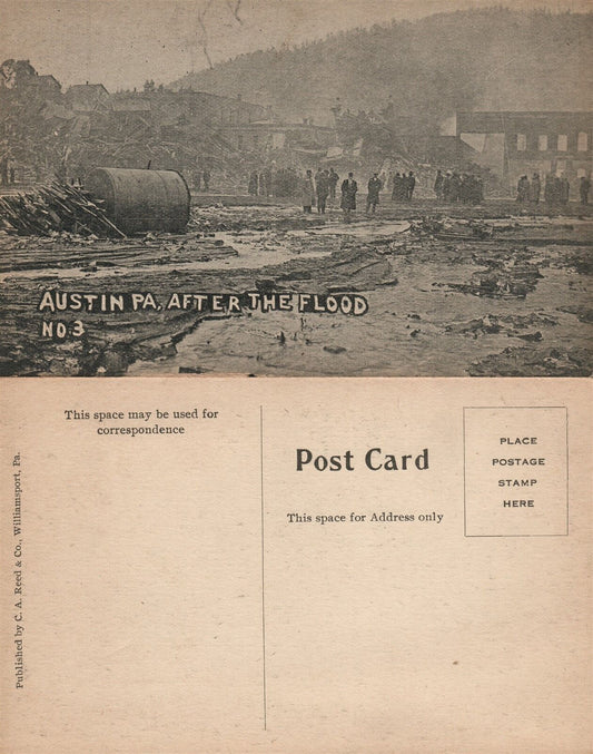 AUSTIN PA AFTER THE FLOOD No.3 ANTIQUE POSTCARD