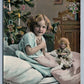 GIRL w/ DOLL & CHRISTMAS TREE ANTIQUE LATVIAN POSTCARD PREEZIGUS SEEMAS SWENTKUS