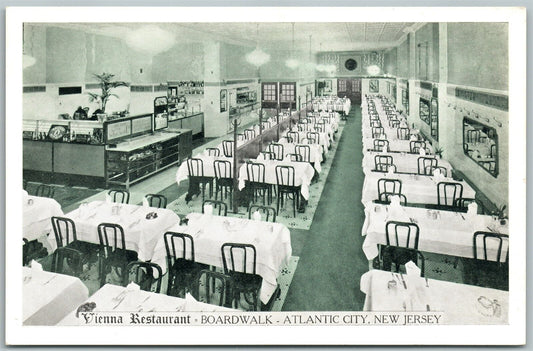 ATLANTIC CITY N.J. VIENNA RESTAURANT VINTAGE POSTCARD