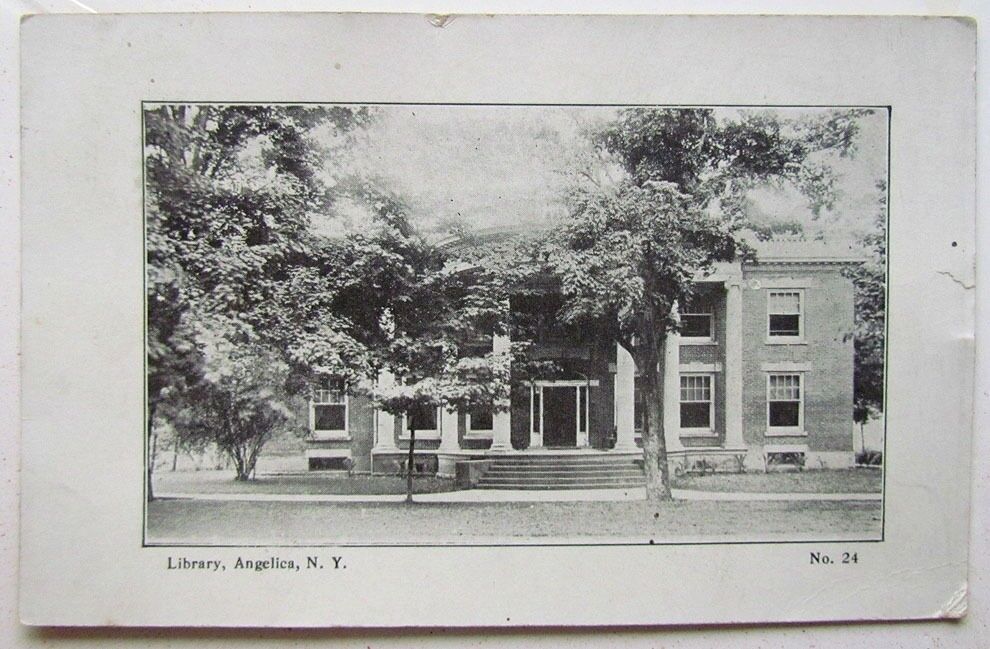 ANGELICA NY LIBRARY ANTIQUE 1916 POSTCARD