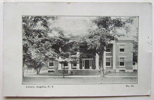 ANGELICA NY LIBRARY ANTIQUE 1916 POSTCARD