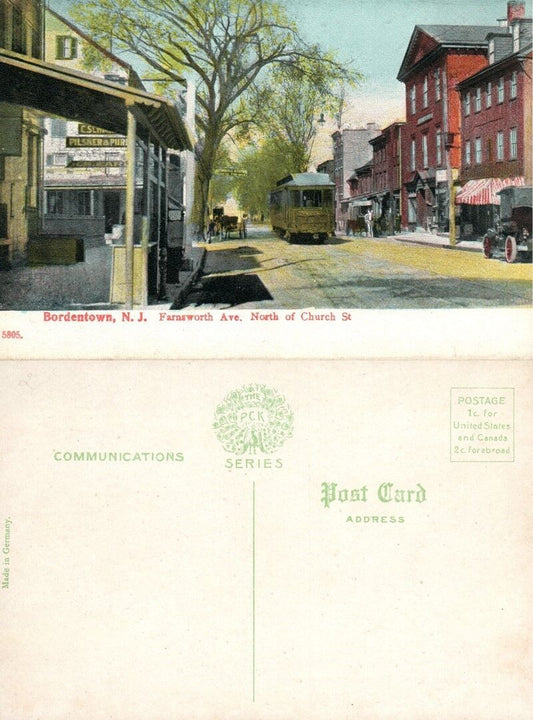 BORDENTOWN N.J. FARNSWORTH AVENUE NORTH OF CHURCH STREET ANTIQUE POSTCARD